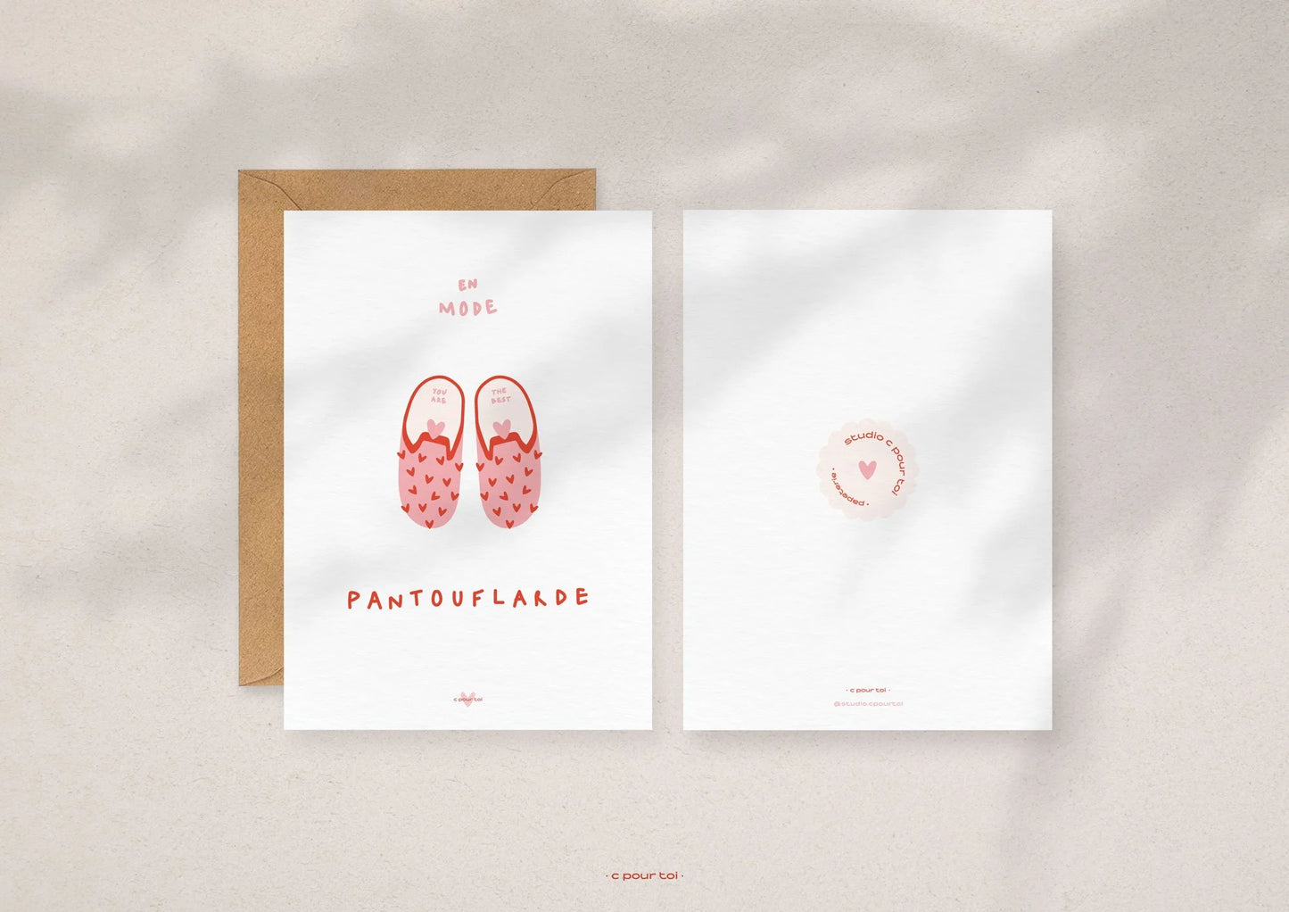 Pantoufles power — Carte de vœux à message