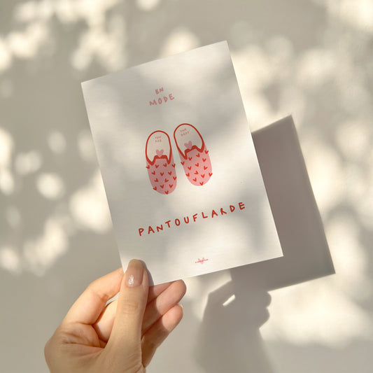 Pantoufles power — Carte de vœux à message