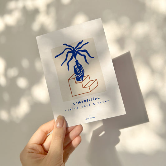 Stairs, Vase & Plant — Carte illustrée