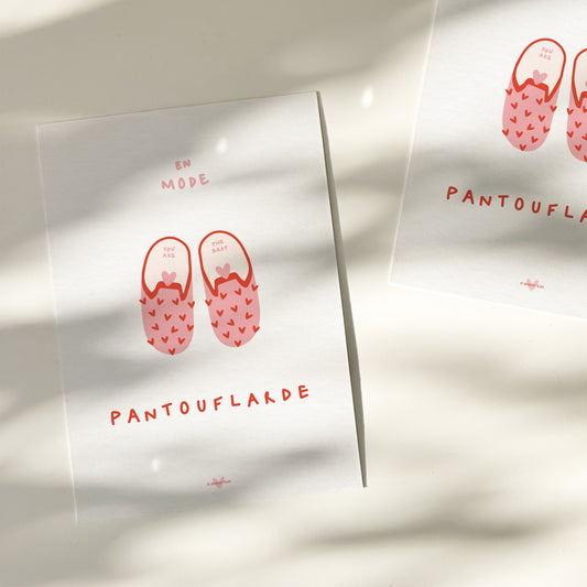 Pantoufles power — Carte de vœux à message